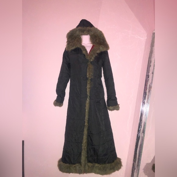 y2k faux fur trim coat penny lane ~ VERY DAMAGED - Picture 7 of 10